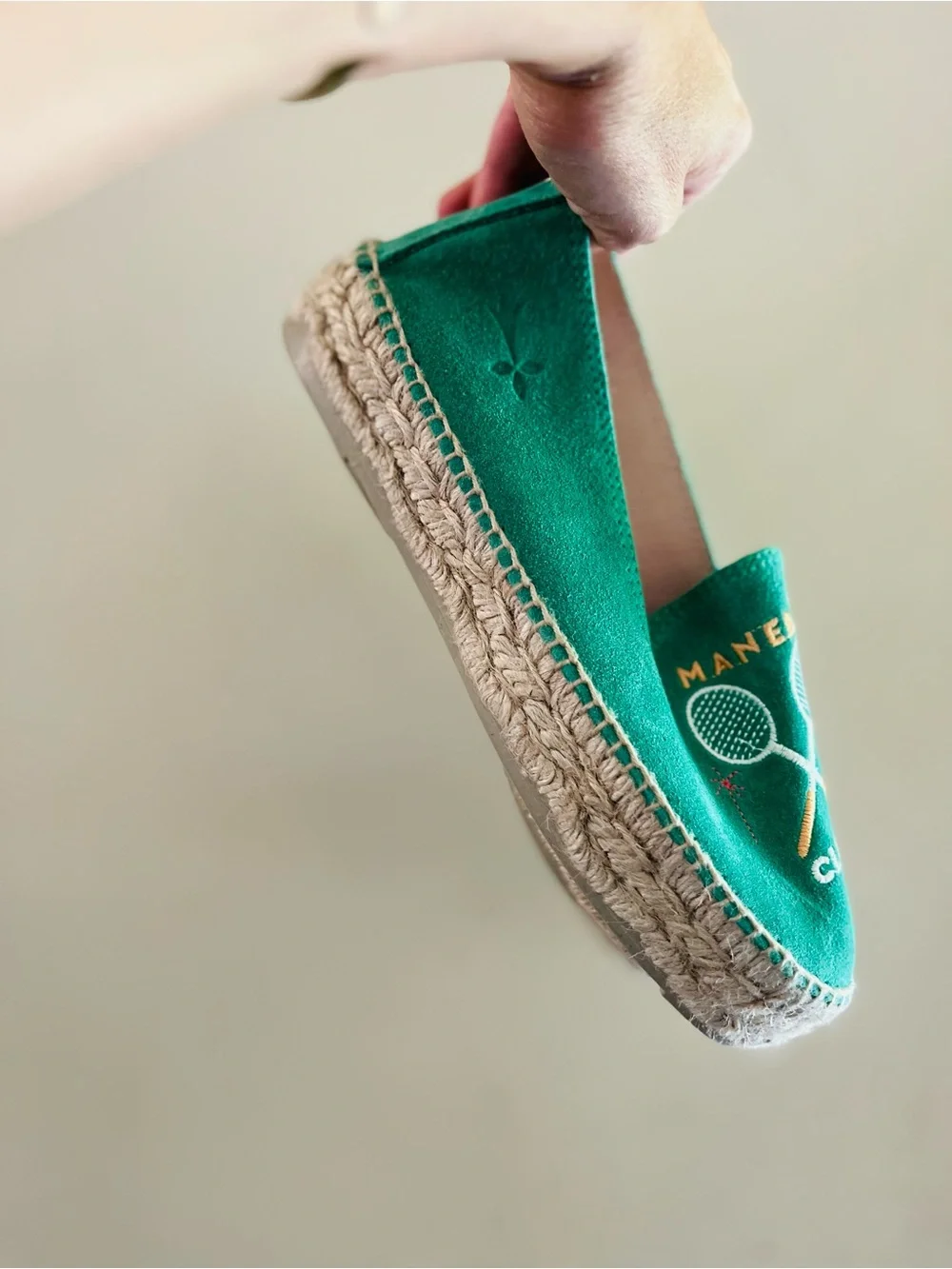 Manebi Suede Leather Coastal Prep Yacht Club Hamptons Tennis Green Espadrilles